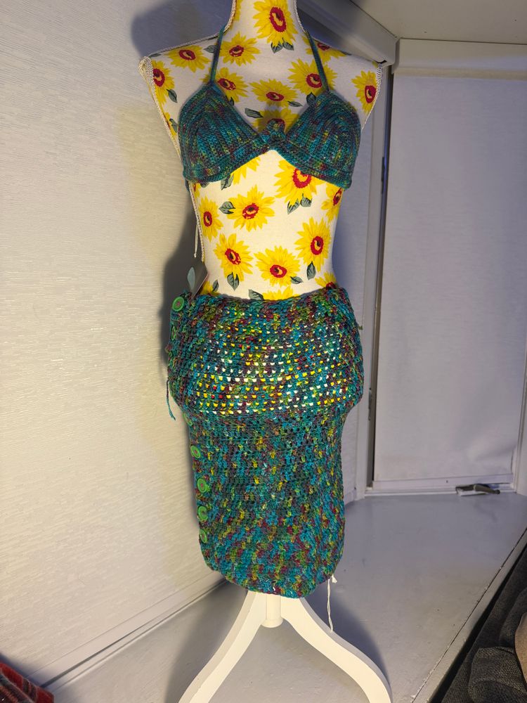 Rainbow Bikini Top with Cover Up Skirt