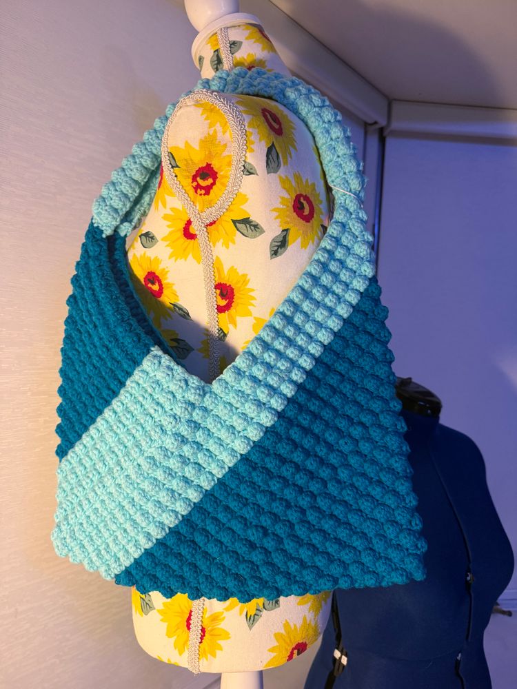Teal & Turquoise Puff Stitch Bag