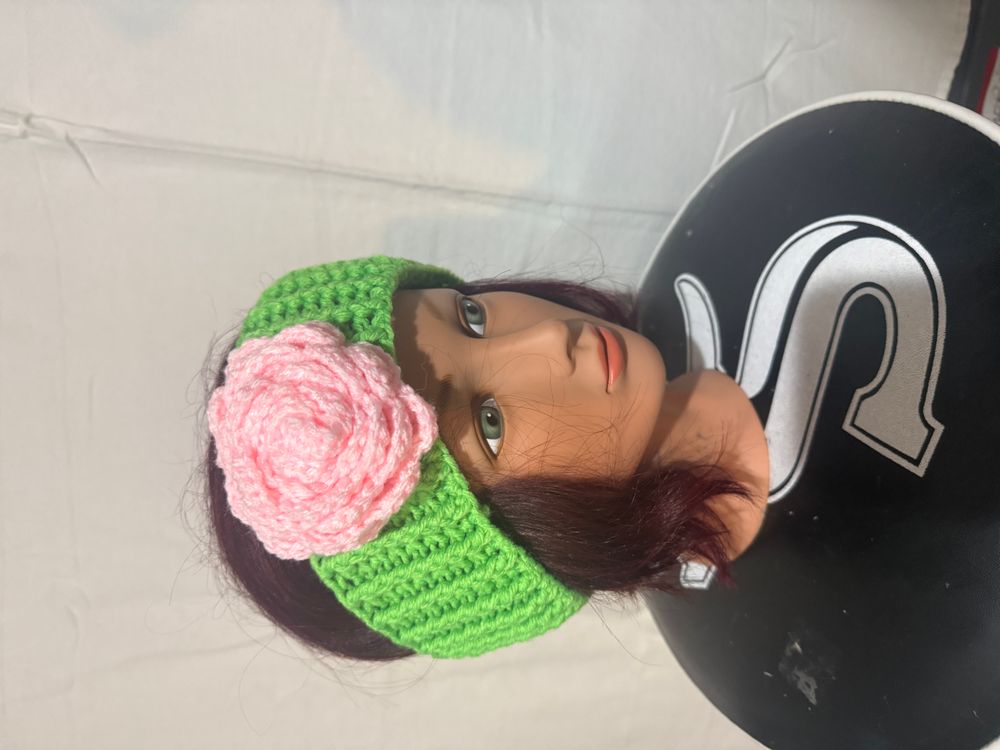 Wicked Inspired Lime Green Headband with Pink Flower