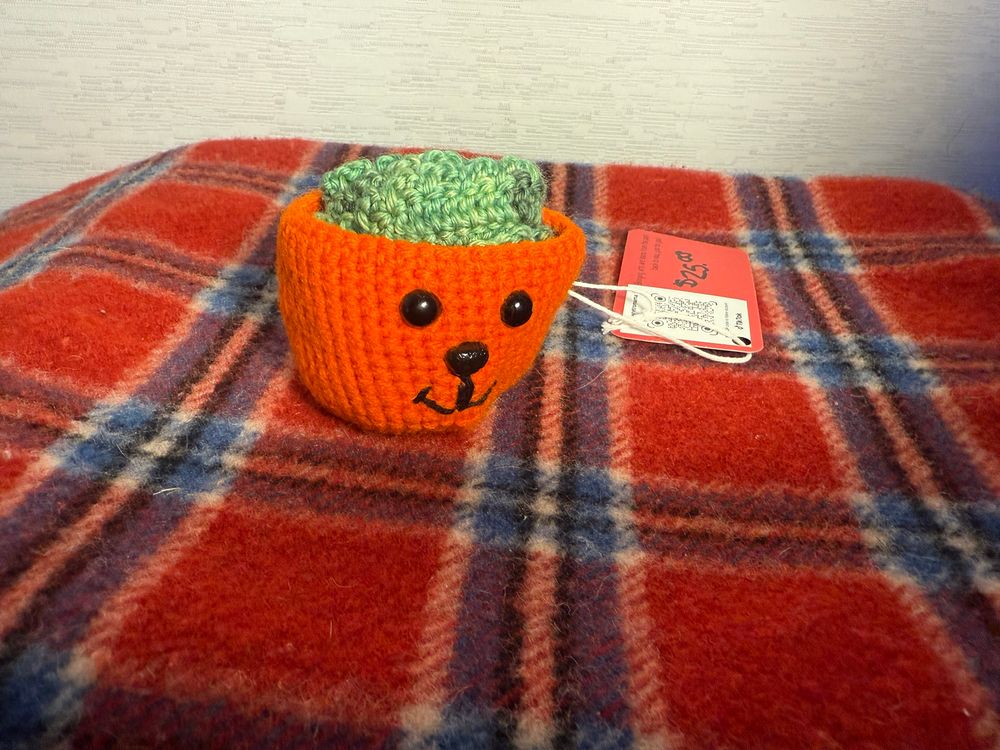 Bear Jack-O-Lantern Coaster Set with Variegated Green Coasters