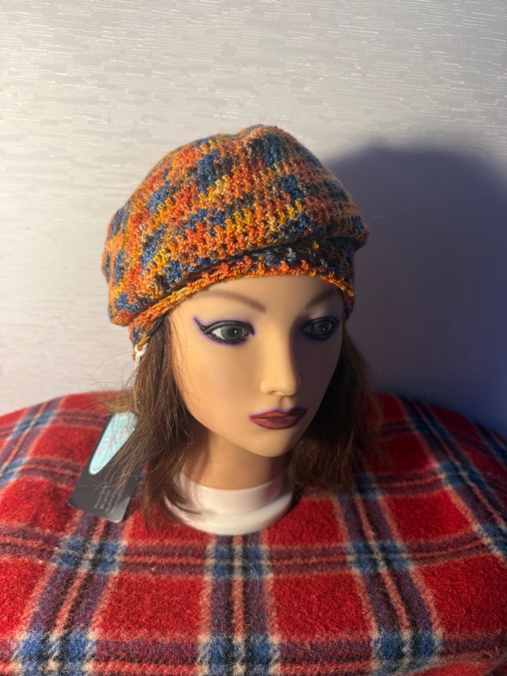 Multicolored Beret (Orange, Blue, Yellow Variegated)