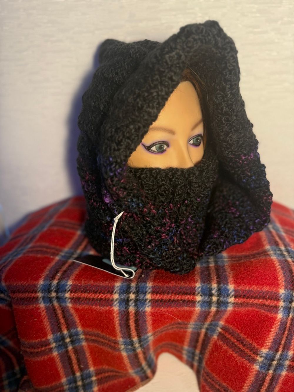 Black Speckled Plush Balaclava